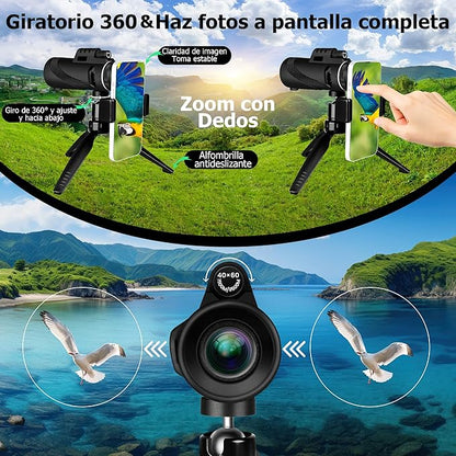 Telescopio monocular de alta potencia OptiMax® adaptable a tu móvil